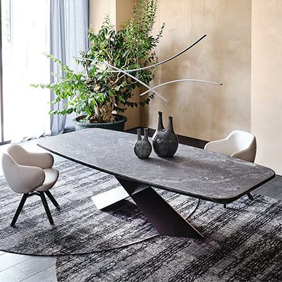 Table TYRON Keramik Premium 200x120x76h KM02 Alabastro GFM69 Graphite