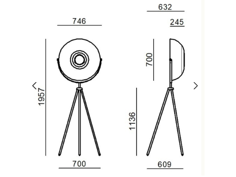 Demì Moon, Lampadaire Design Moderne topLED 37W	Push-DIM