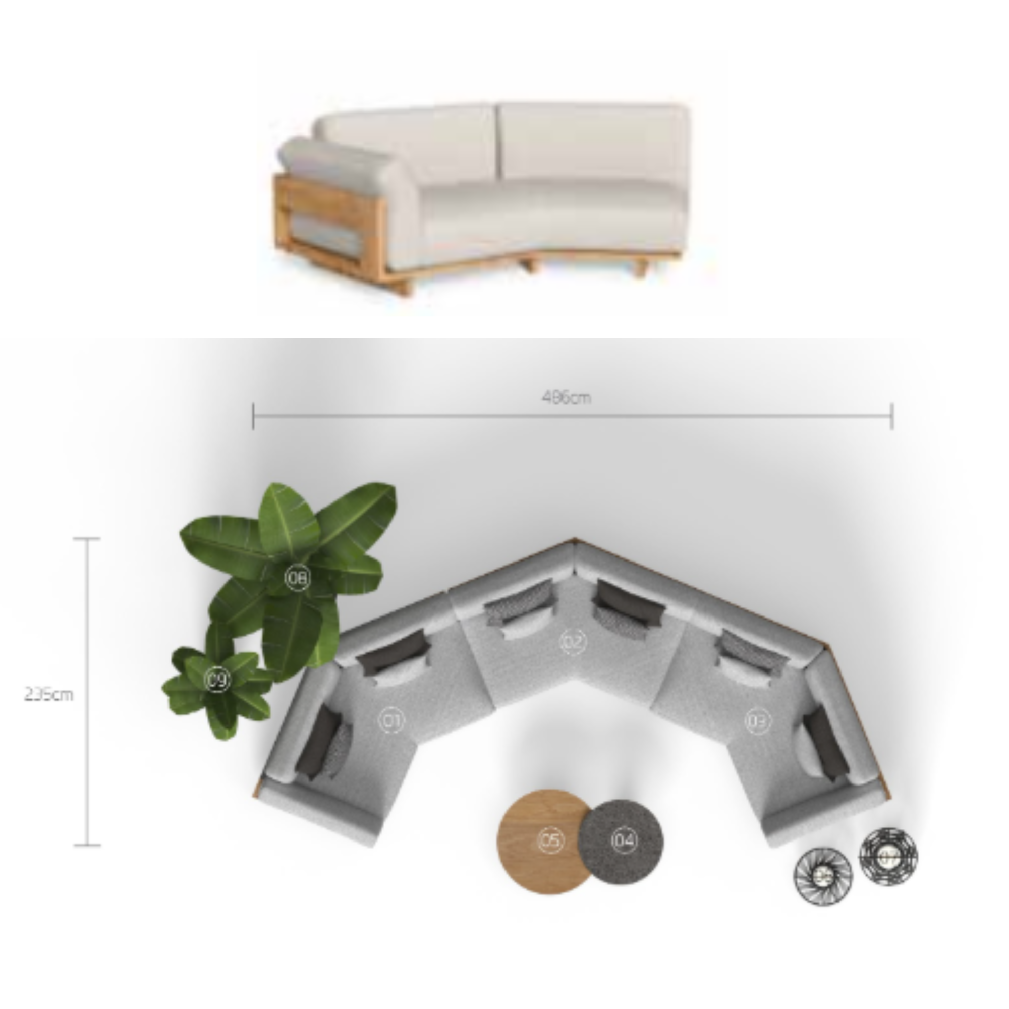 Module canapé Argo Wood oblique DX - Talenti