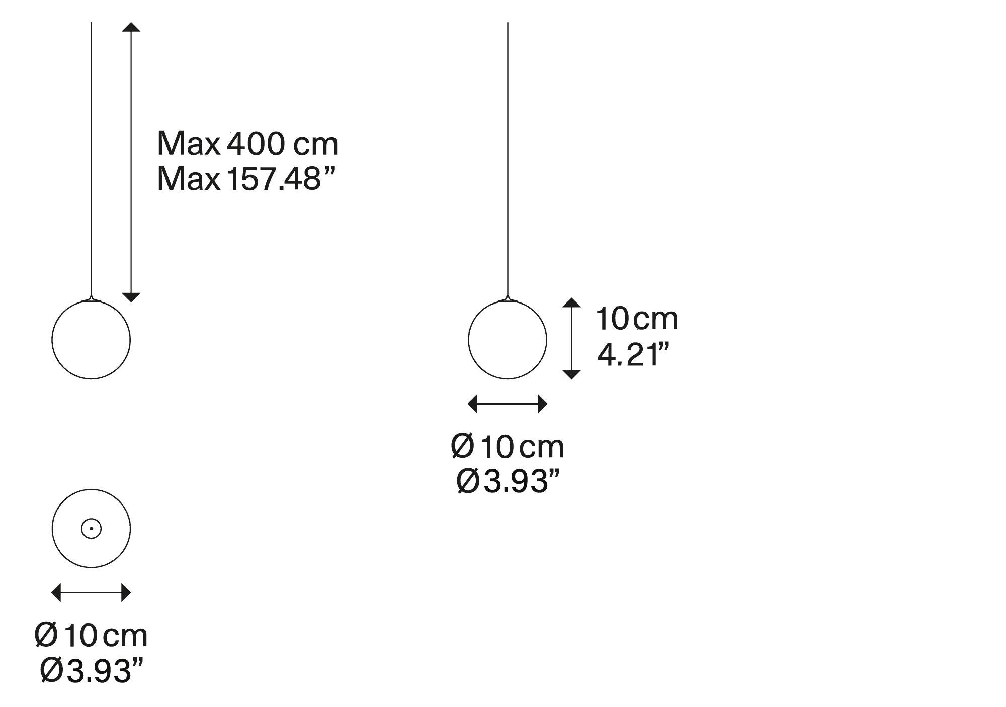 Random Solo 10 Lodes — finition transparent, suspension Ø10 cm