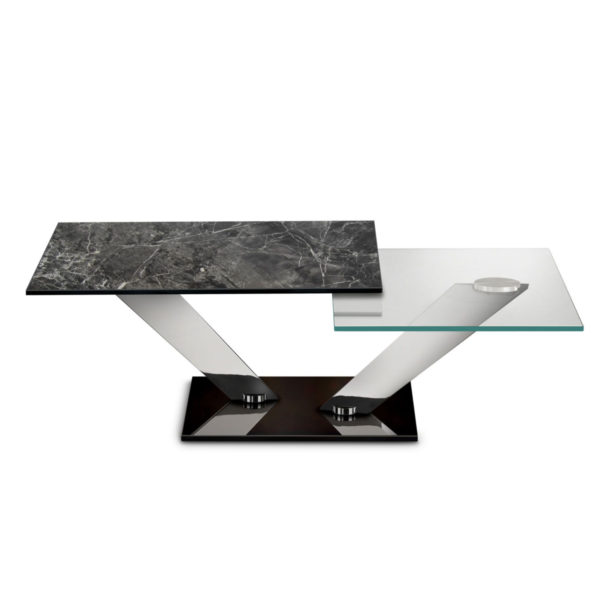 CALYPSO - Table basse extensible avec plateaux tournants synchronisés