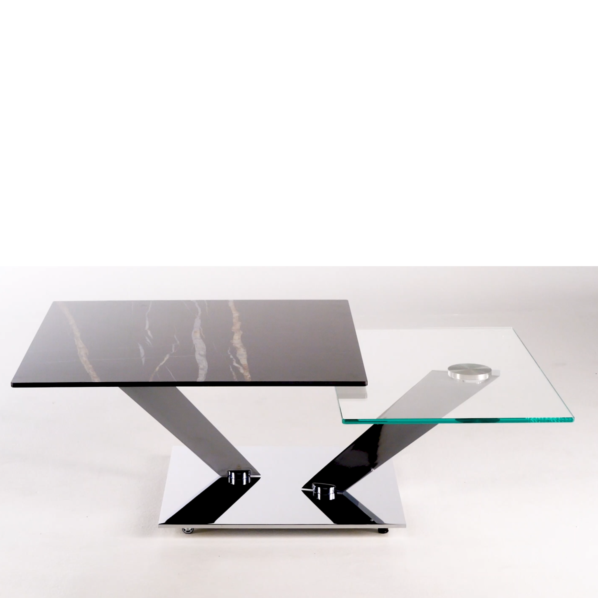 CALYPSO - Table basse extensible avec plateaux tournants synchronisés