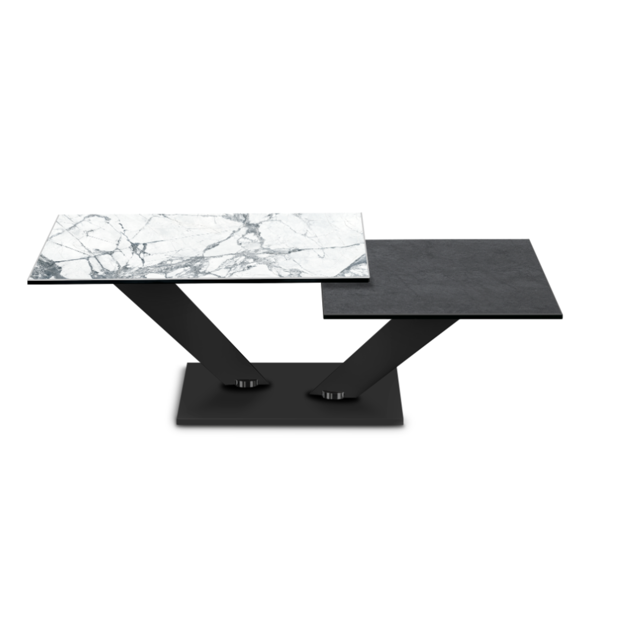 CALYPSO - Table basse extensible avec plateaux tournants synchronisés