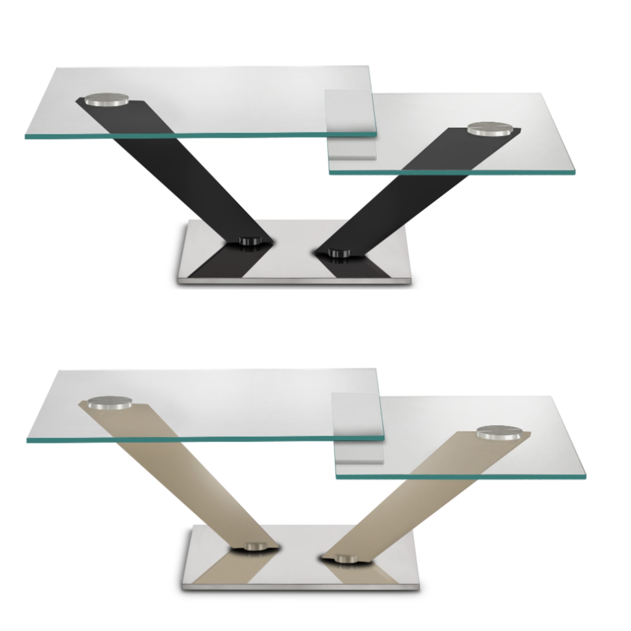 CALYPSO - Table basse extensible avec plateaux tournants synchronisés