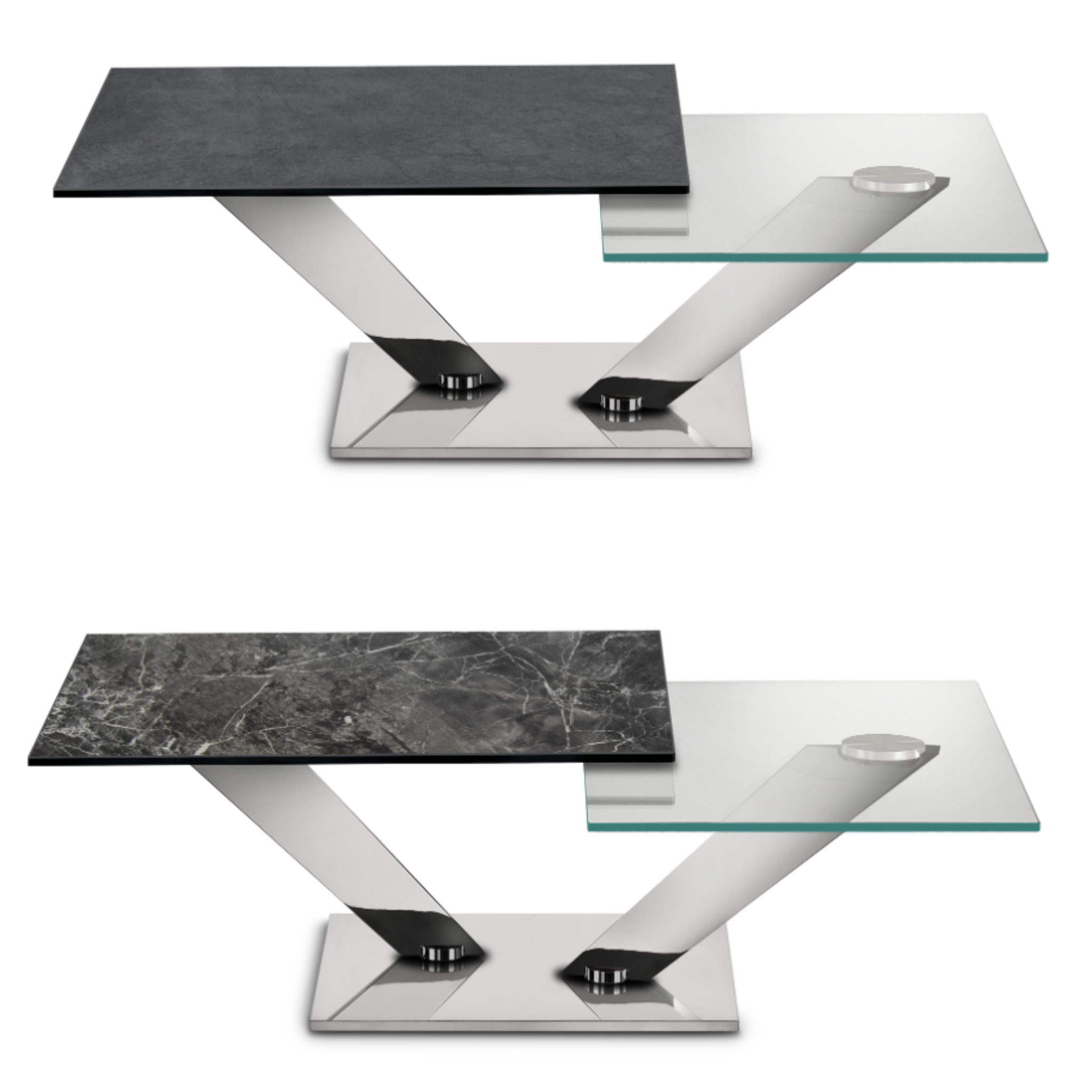 CALYPSO - Table basse extensible avec plateaux tournants synchronisés