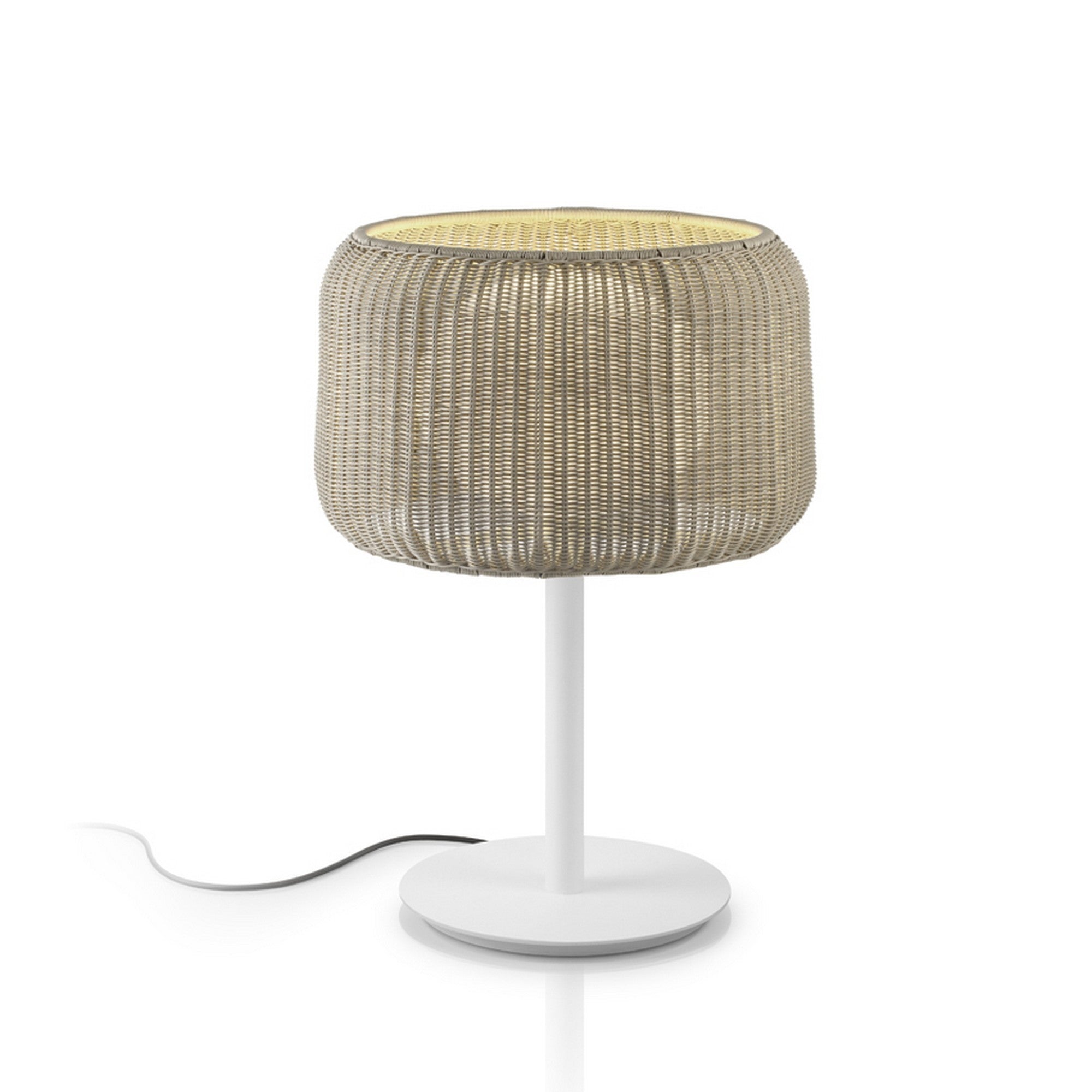 Fora M Bover — lampe de table complète H 70 cm, blanc cassé et beige clair