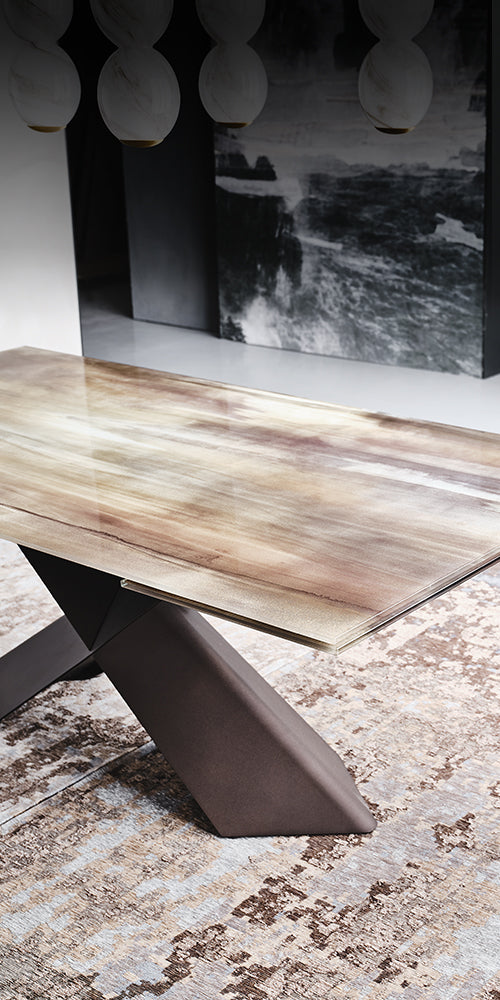Table TYRON Crystalart Drive Cattelan Italia 160 a 236 x 90 x H74 cm CrystalArt CY01 Graphite GFM69