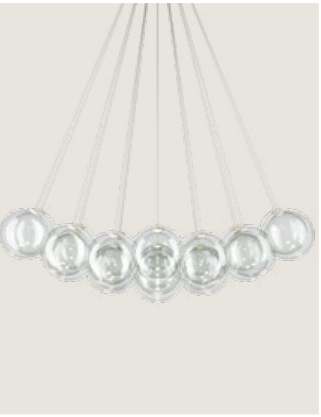 Lodes Random Cloud 23 lumières Ø28 cm, verre transparent et rosace blanc mat — modèle exact