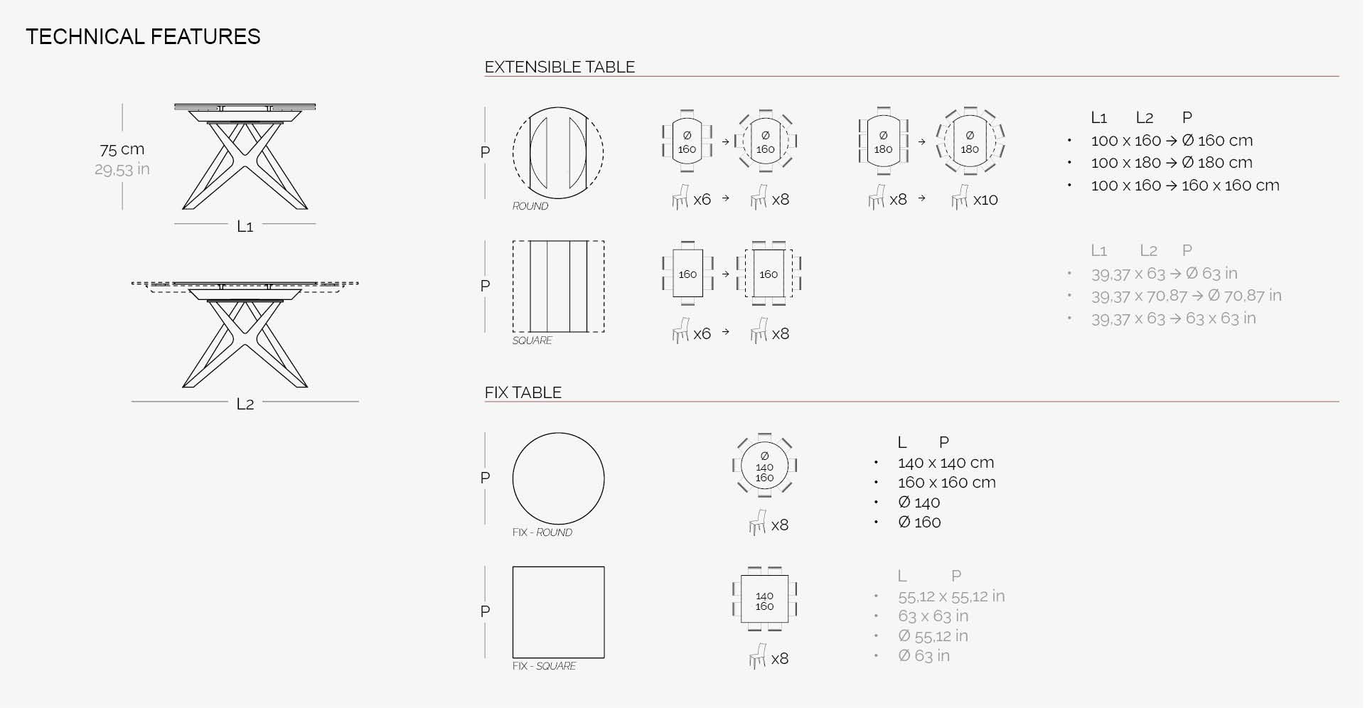 PLIÉ ROUND SQUARE – Table extensible NAOS