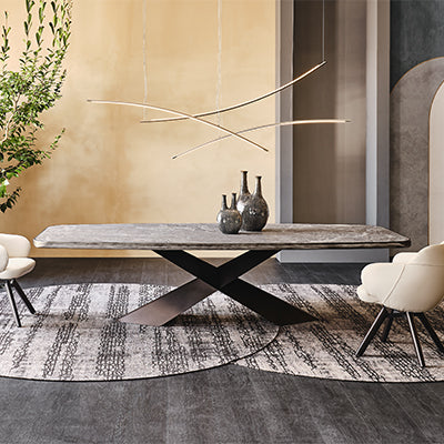 Table TYRON Keramik Premium 200x120x76h KM02 Alabastro GFM69 Graphite