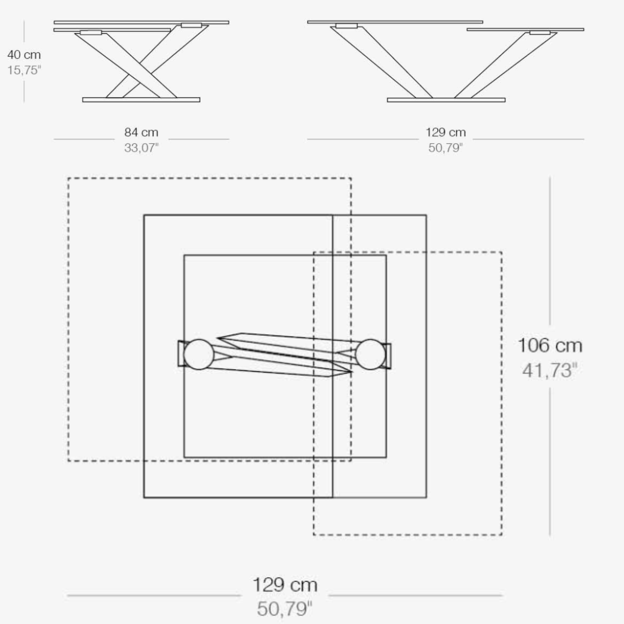 CALYPSO - Table basse extensible avec plateaux tournants synchronisés