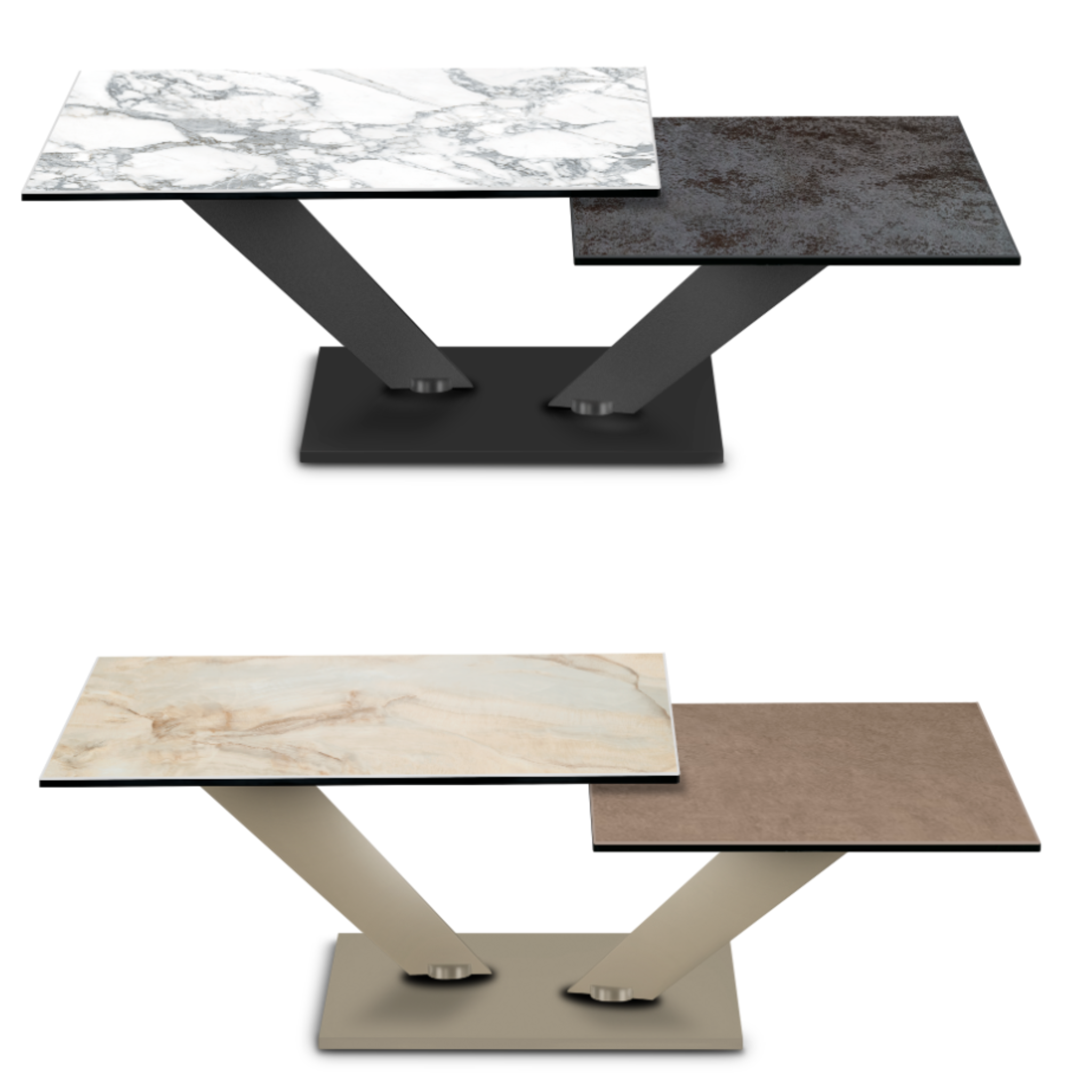 CALYPSO - Table basse extensible avec plateaux tournants synchronisés