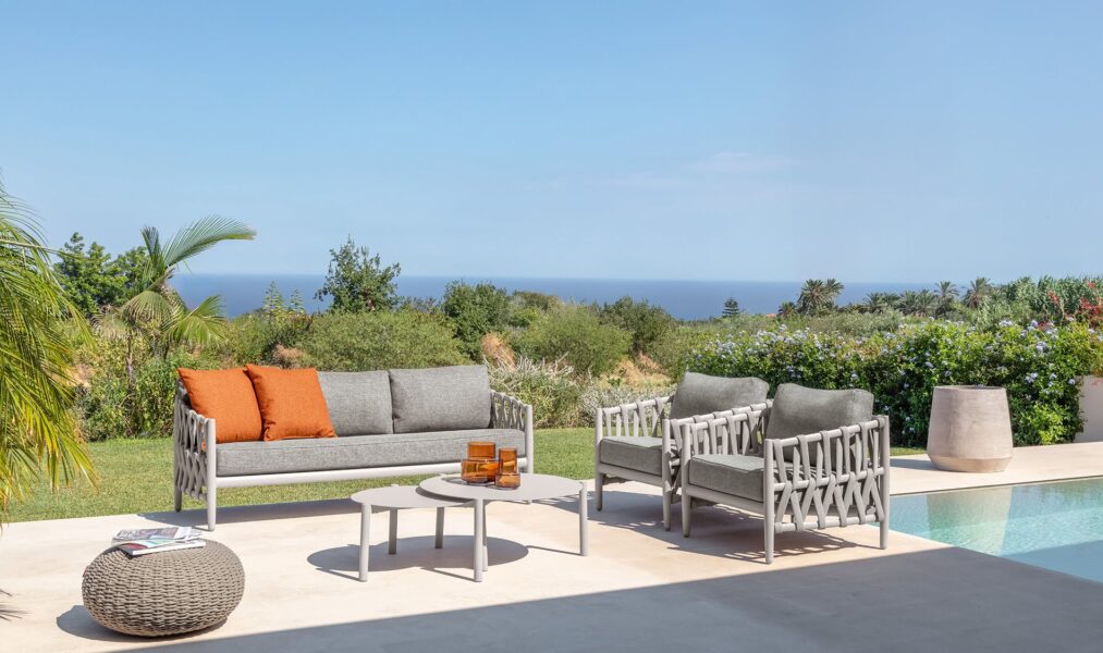 Salon Tess – Set complet (canapé + 2 fauteuils living + 2 tables basses)
