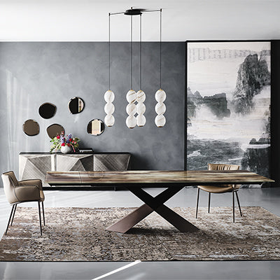 Table TYRON Crystalart Drive Cattelan Italia 160 a 236 x 90 x H74 cm CrystalArt CY01 Graphite GFM69