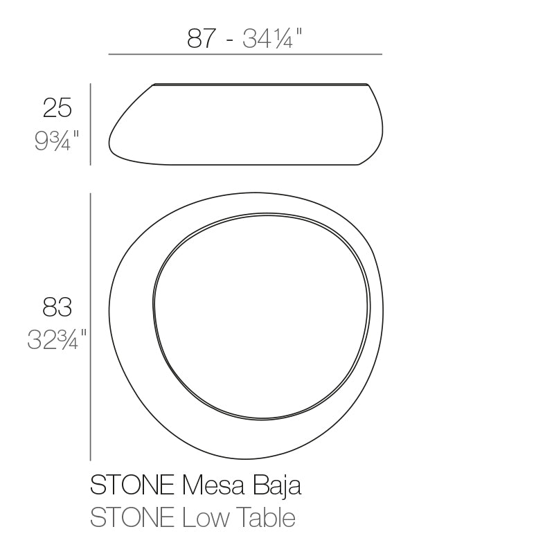 Table basse Stone Vondom – Vondom Stone, mobilier design extérieur Suisse – finition Basic Standard