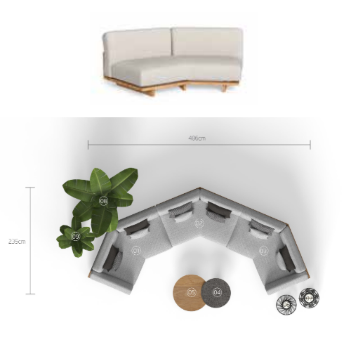 Module  Sofa Argo Wood oblique CX