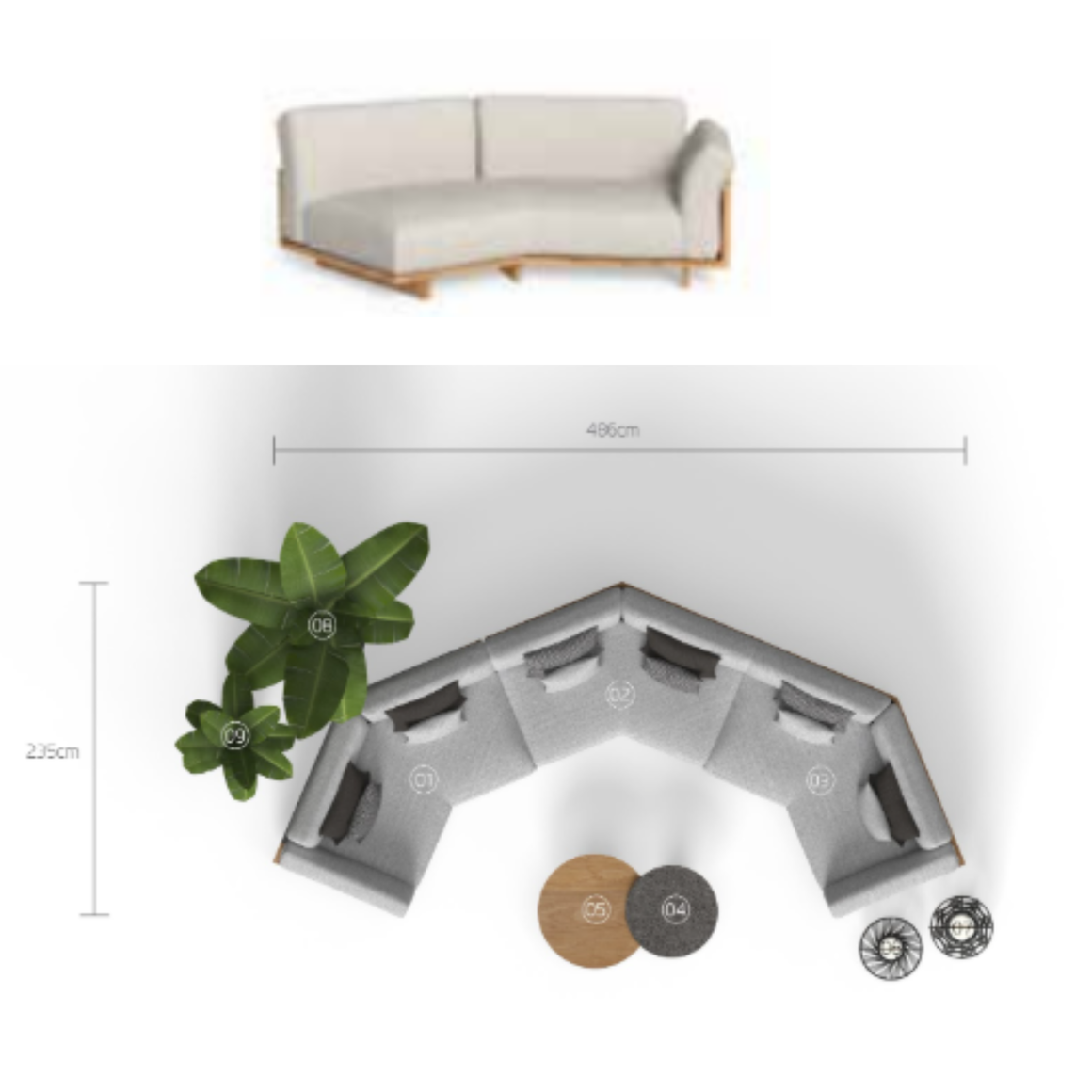 Module canapé Argo Wood oblique DX - Talenti