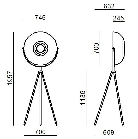 Demì Moon, Lampadaire Design Moderne topLED 37W	Push-DIM