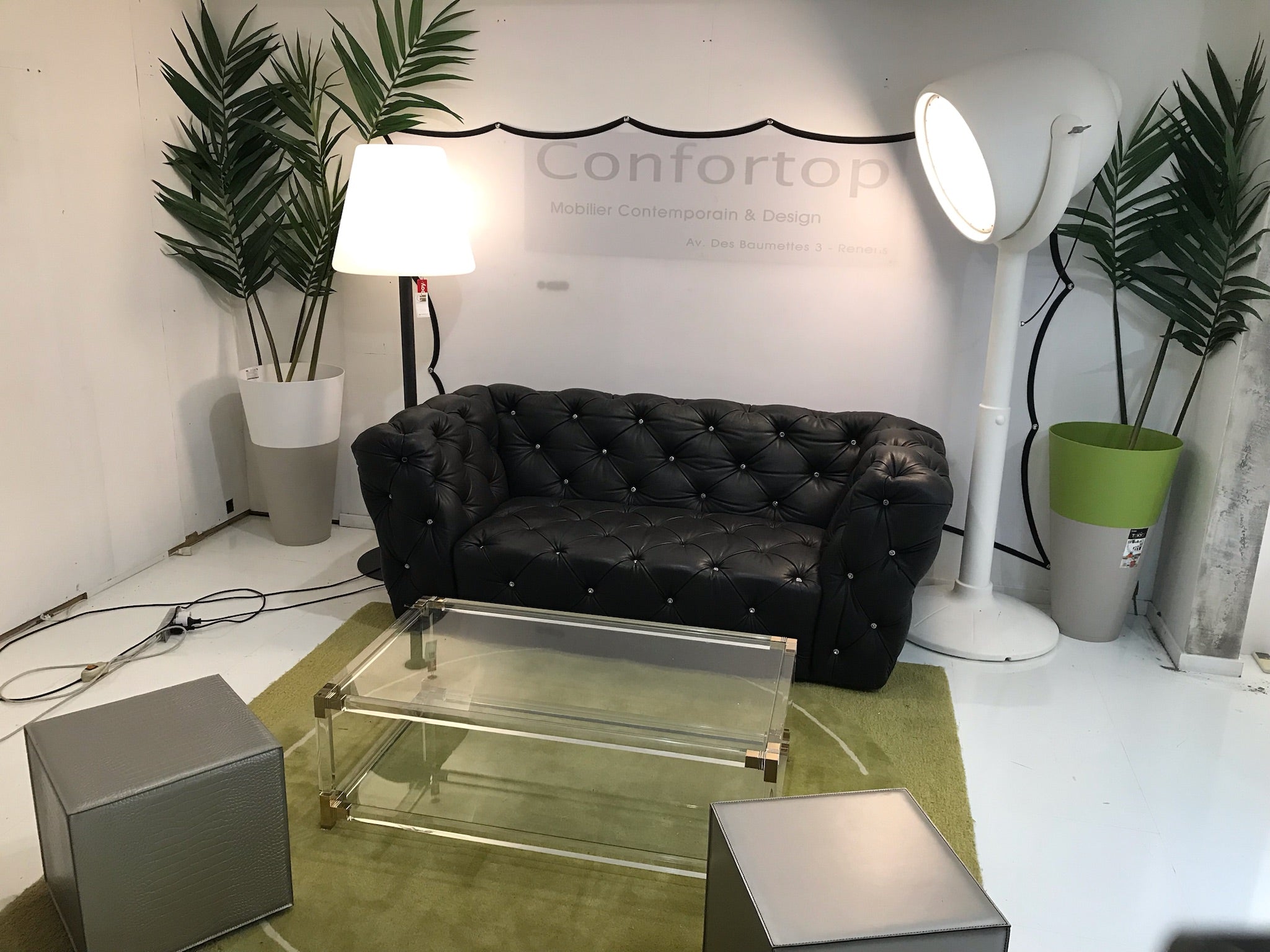 Canapé MARYLIN BRETZ cuir blanc 220 × 110 cm – OUTLET