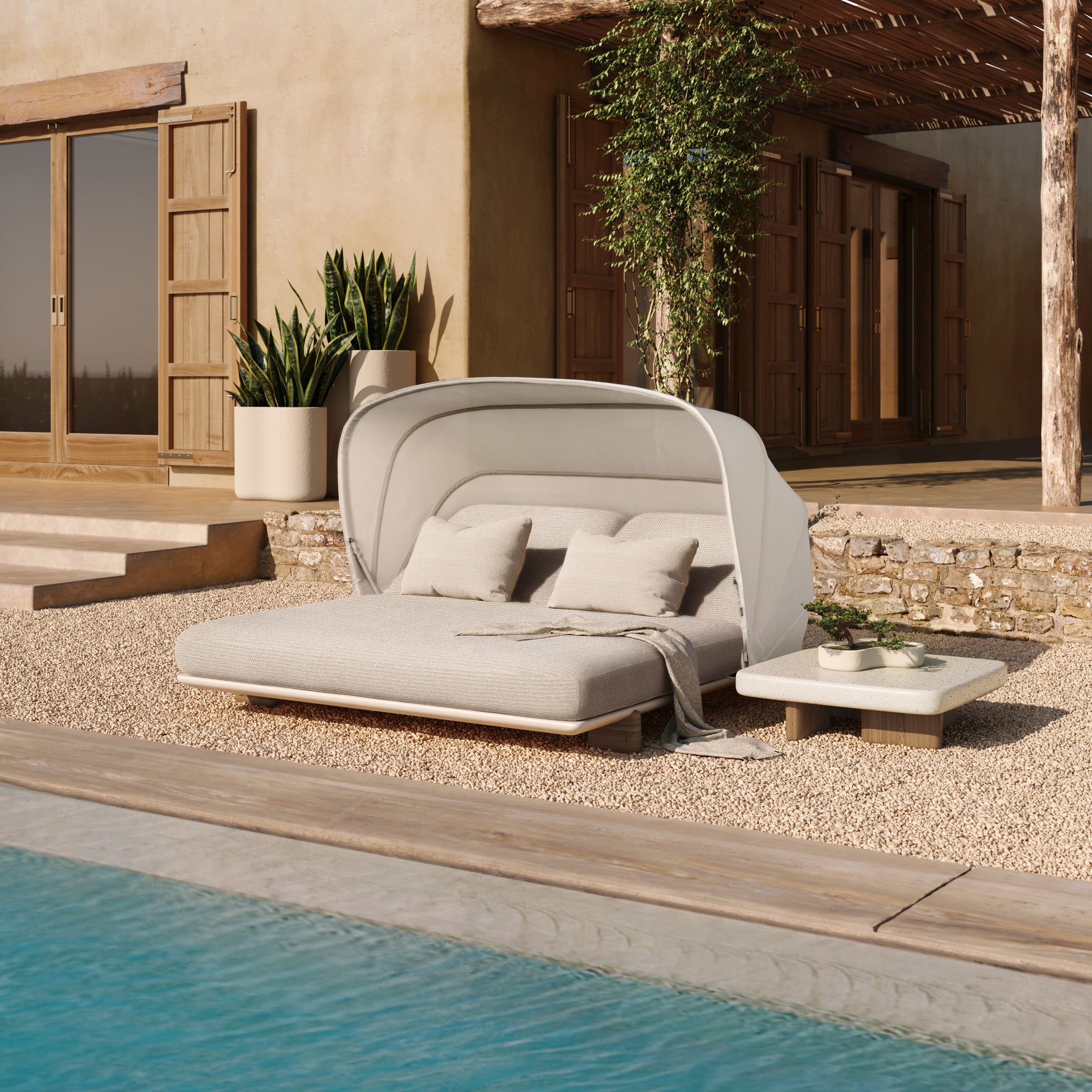 Daybed extérieur Milos Vondom avec pare-soleil – mobilier design outdoor
