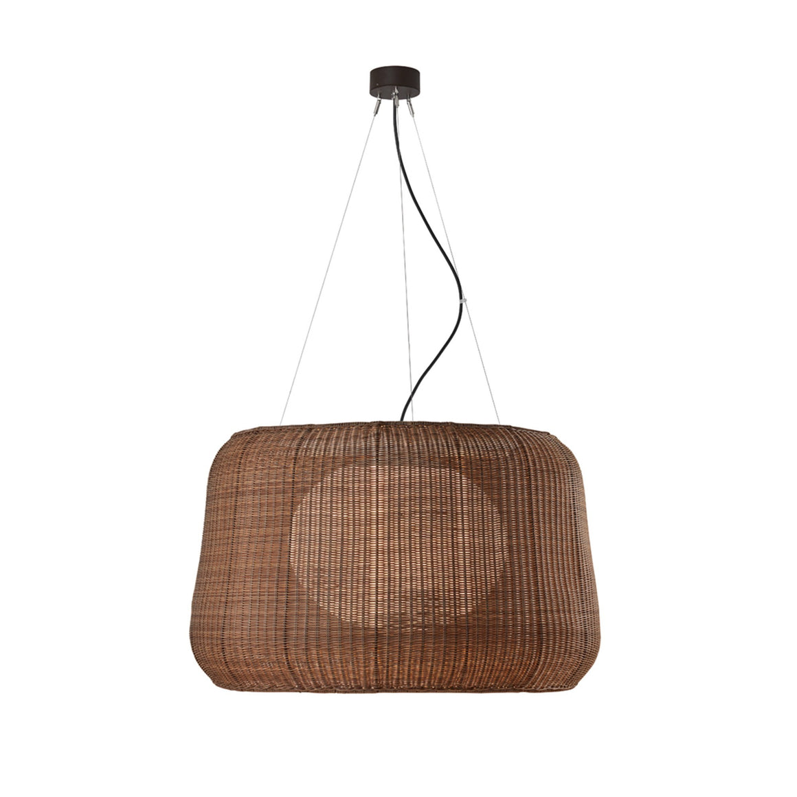 Fora 90 Bover — luminaire complet Ø 90 cm, structure blanc cassé et tressage beige clair