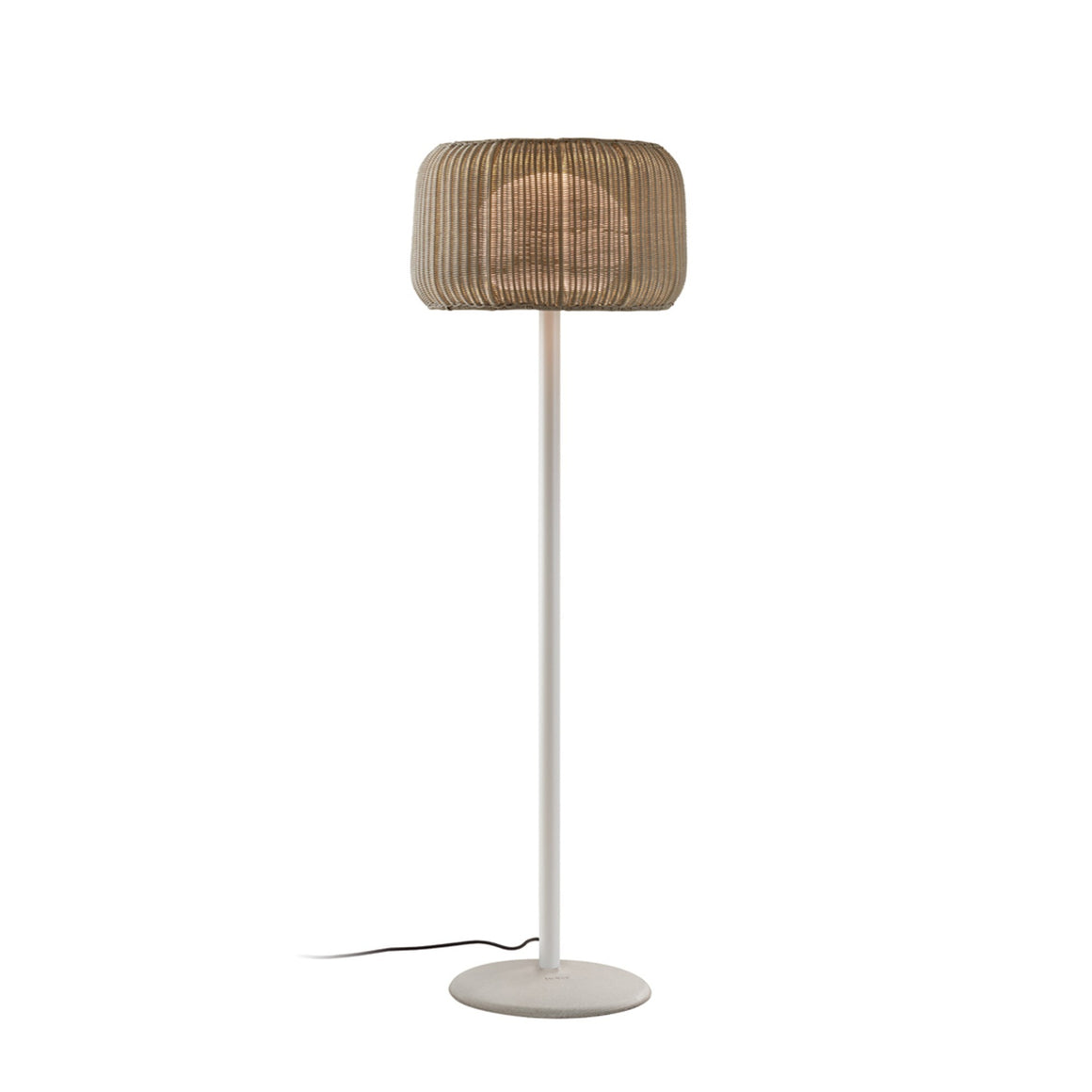 Fora P Bover — lampadaire complet blanc cassé et beige clair, base fonte en anneau