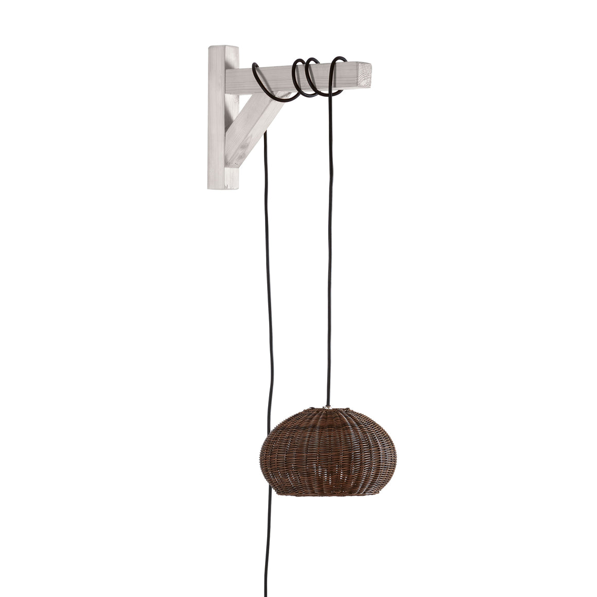 Garota Hang Bover — luminaire complet blanc marfil ; support bois illustratif non fourni