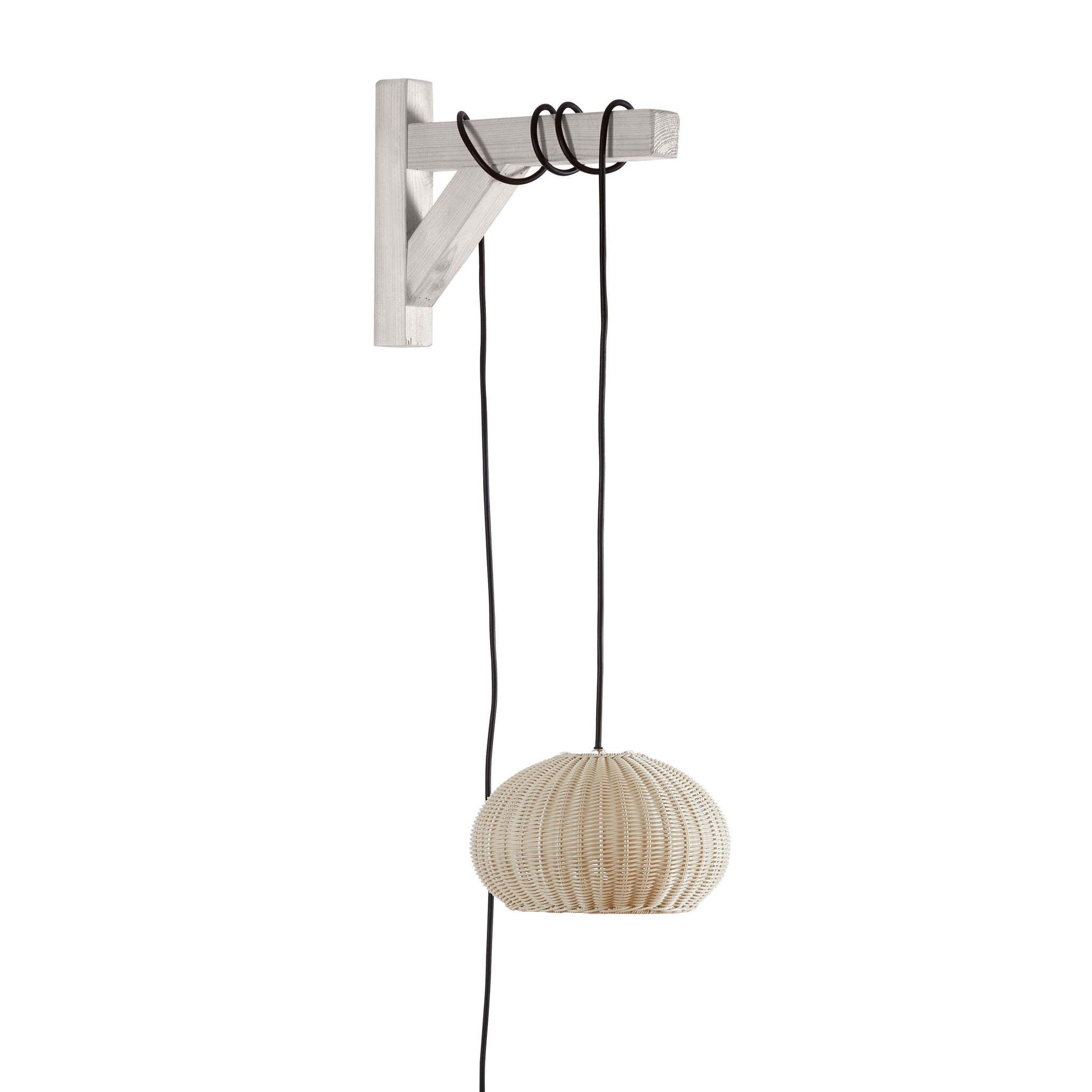 Garota Hang Bover — luminaire complet blanc marfil ; support bois illustratif non fourni