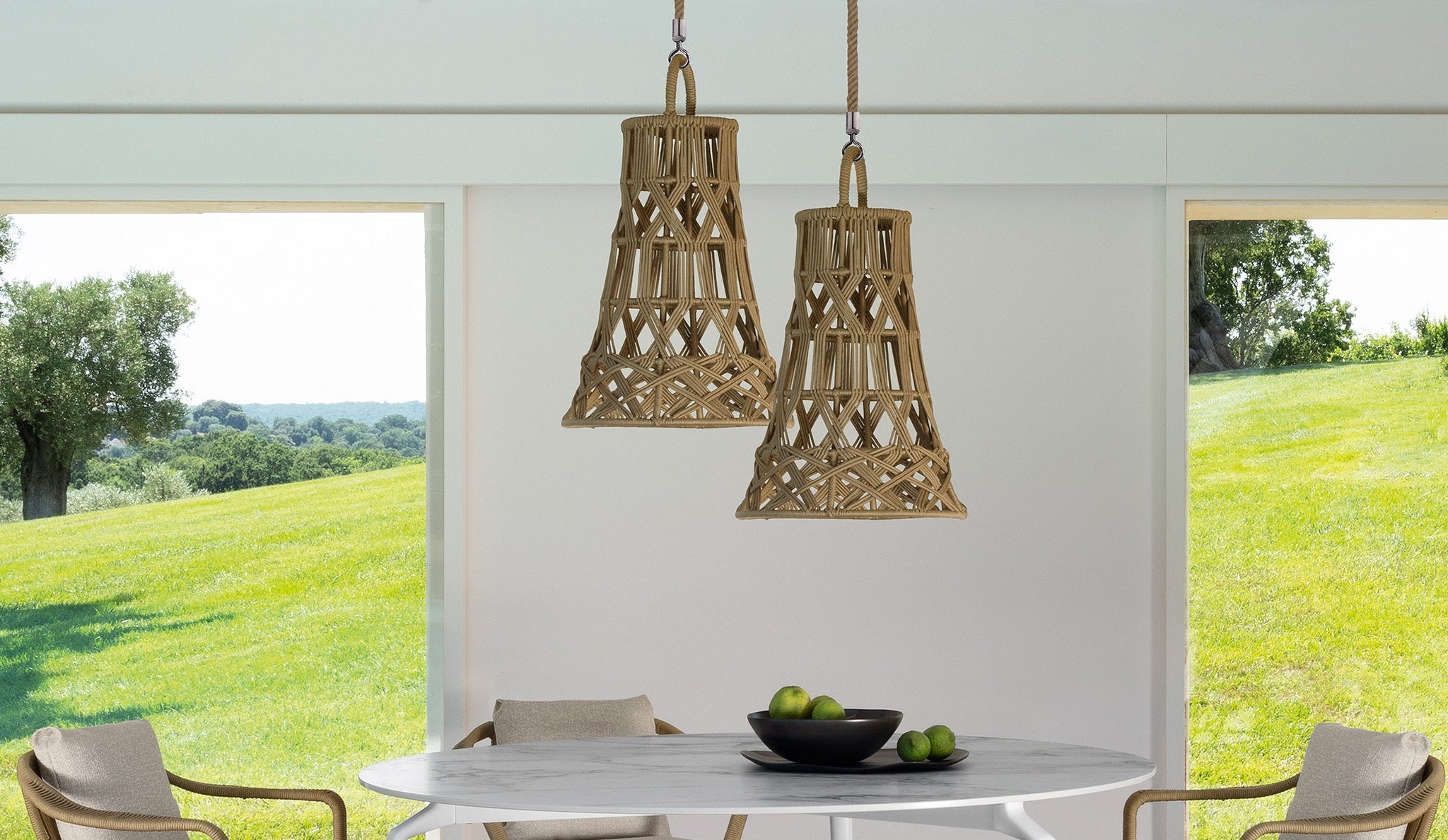 Lanterne Tribal Talenti - luminaire outdoor en corde pour terrasse, piscine et jardin